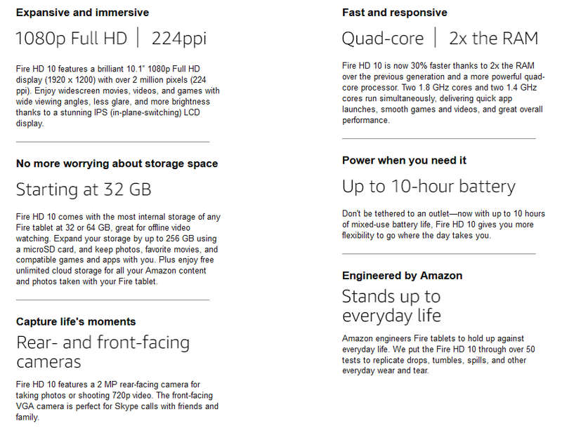 Amazon Kindle Fire HD 10 Tablet 10" 32GB WiFi